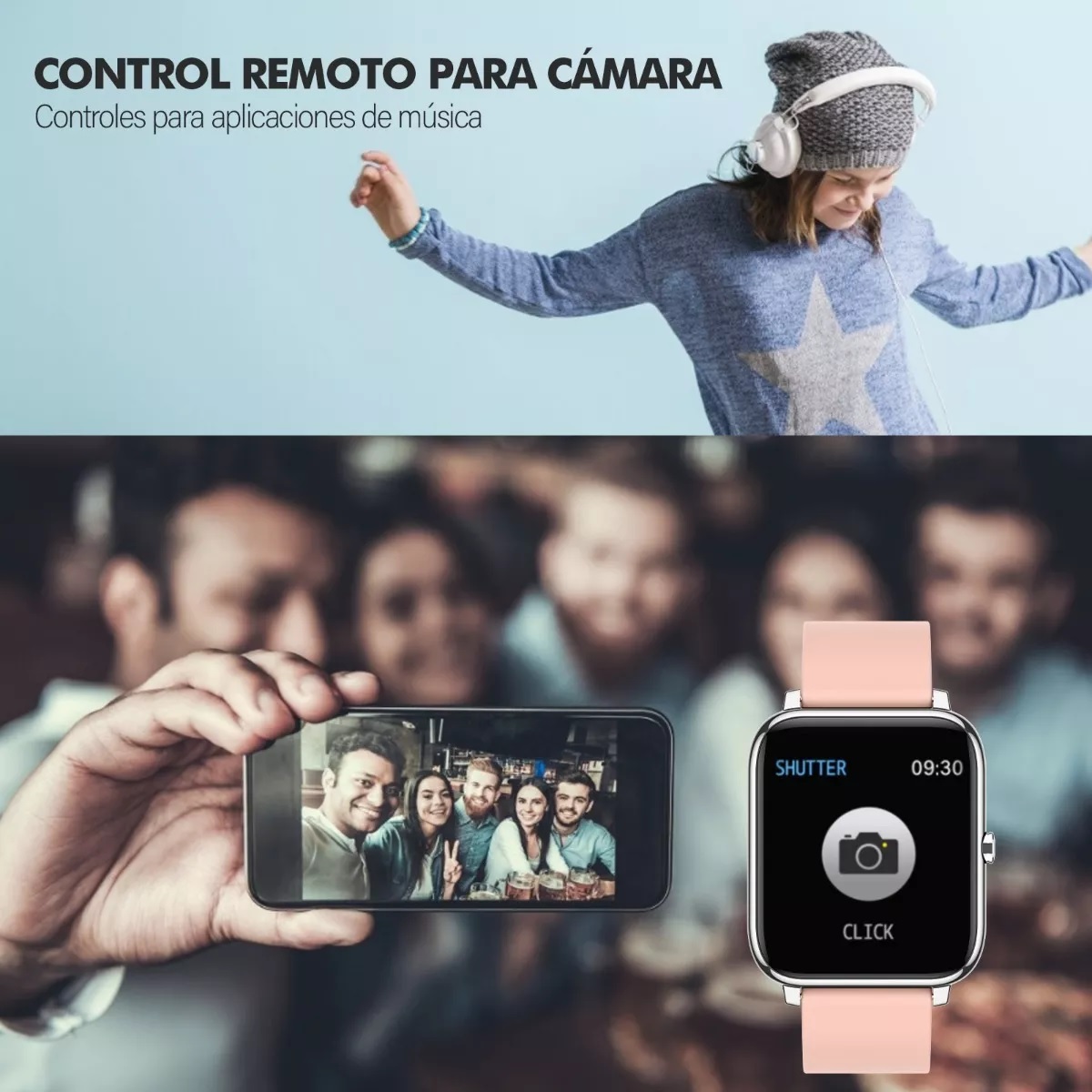 Reloj Inteligente Deportivo Impermeable Con Bluetooth Rosa Claro