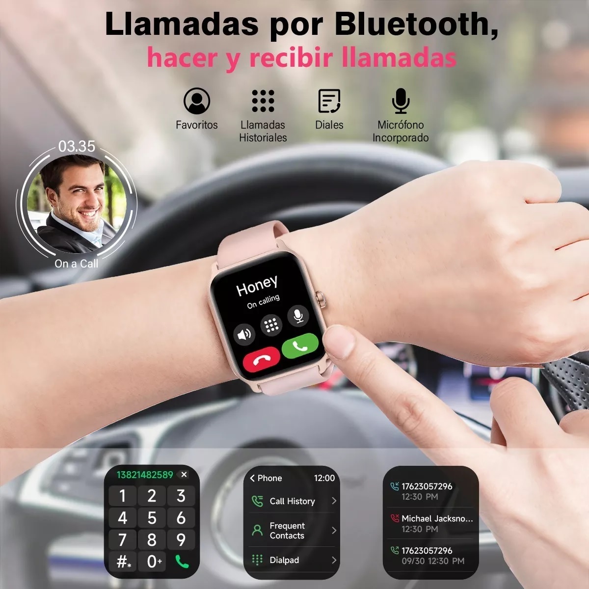 Smartwatch 1.8'' Reloj Inteligente Bluetooth Llamada Alexa Rosa