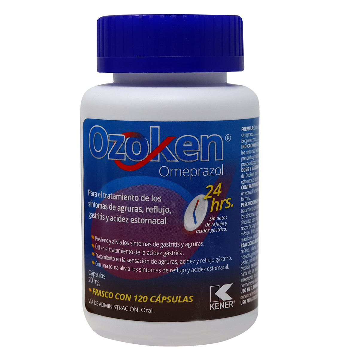 OZOKEN, OMEPRAZOL, FRASCO CON 120 CÁPSULAS