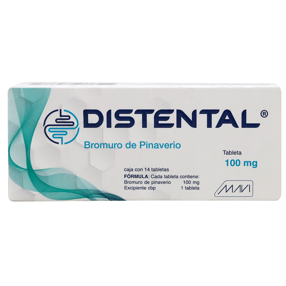 DISTENTAL, BROMURO DE PINAVERIO, CAJA CON 14 TABLETAS DE 100 MG