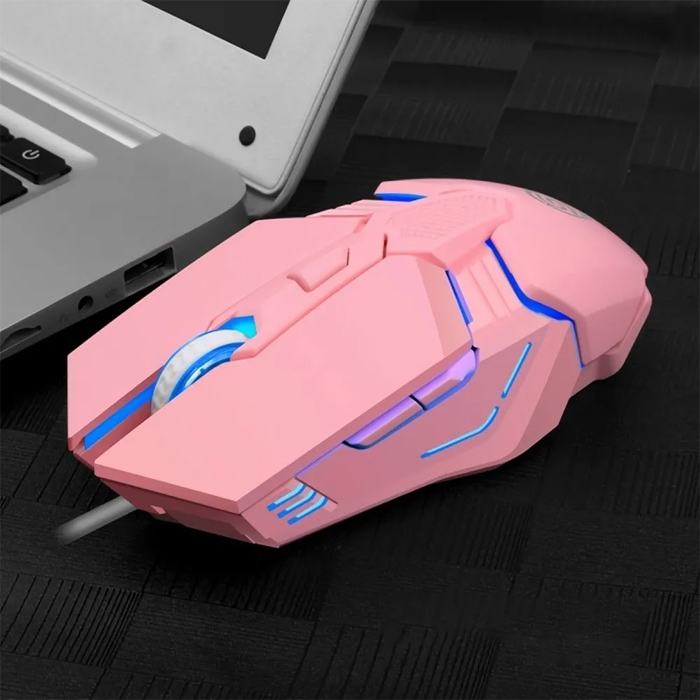 Mouse Gamer 6d M12 6 Botones Ergonómico Rosa
