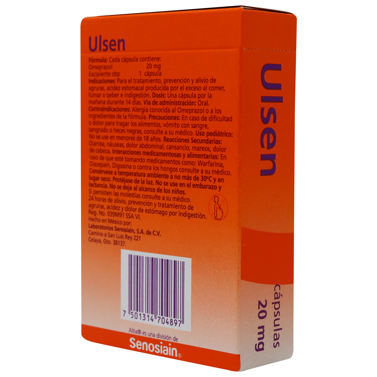ULSEN OMEPRAZOL 21 CÁPSULAS 20 MG ALTIA