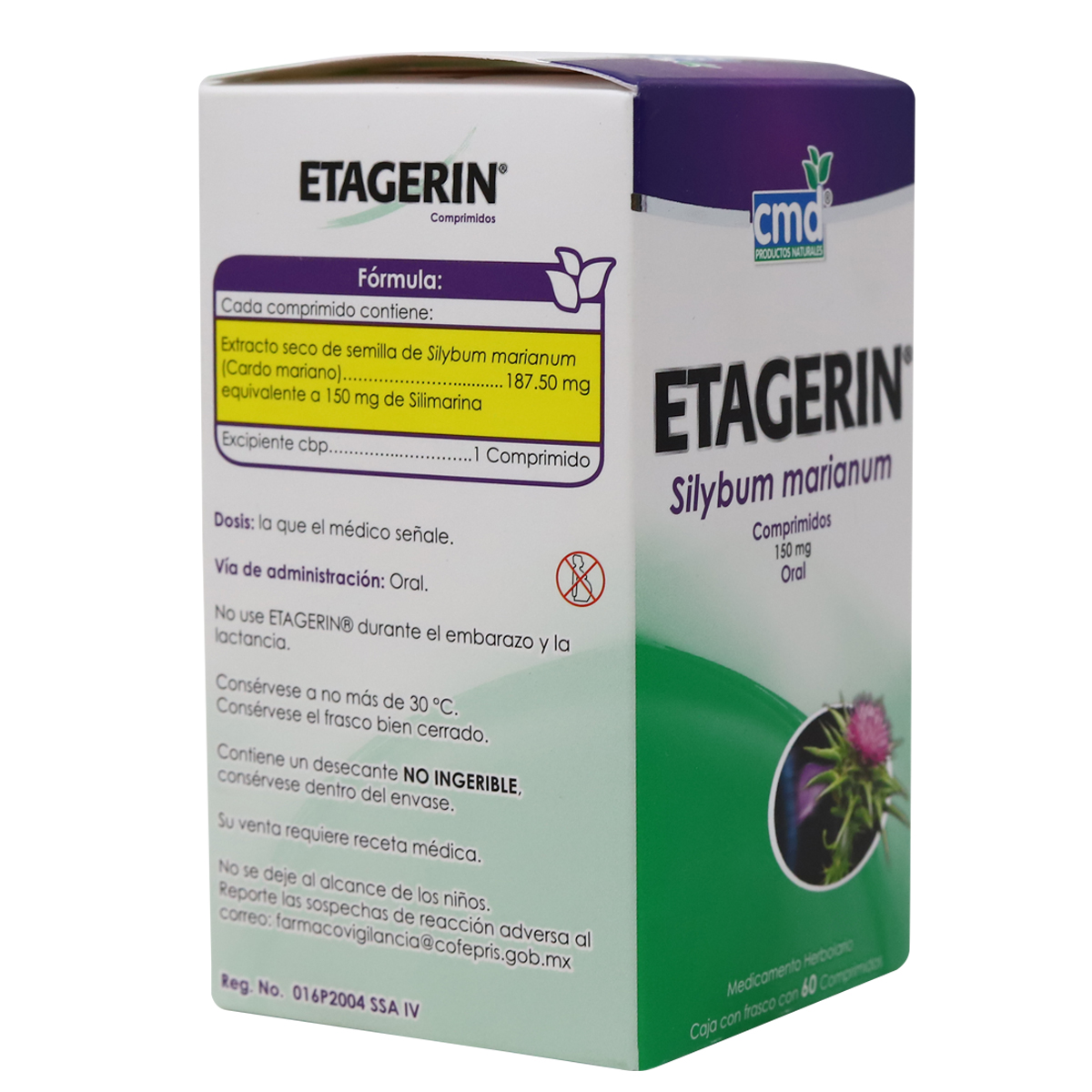 ETAGERIN SILYBUM MARIANUM MEDICAMENTO HERBOLARIO 60 COMPRIMIDOS 150 MG CMD