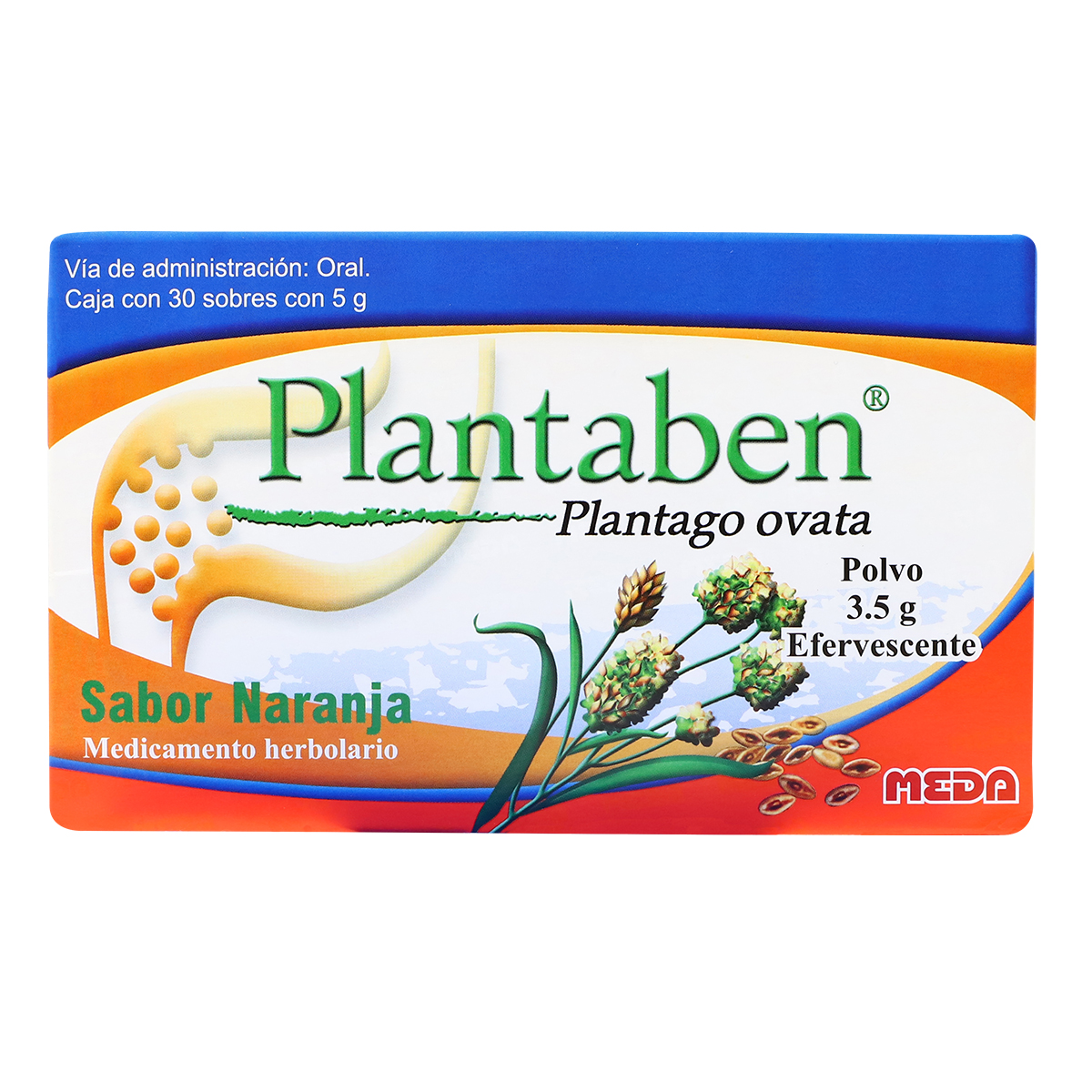 PLANTABEN PLANTAGO OVATA SABOR NARANJA MEDICAMENTO HERBOLARIO POLVO EFERVESENTE CAJA CON 30 SOBRES CON 5G