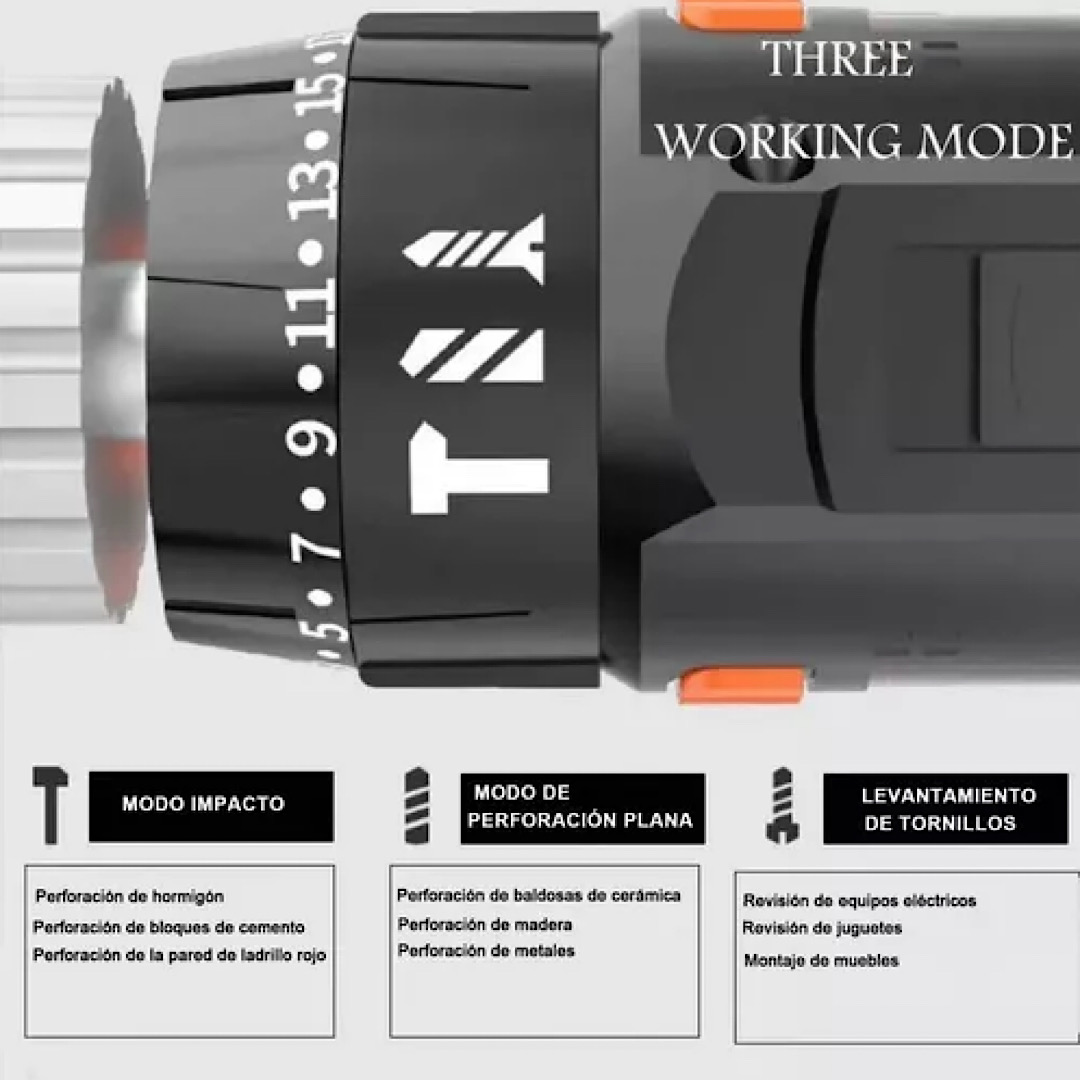 Taladro Atornillador Eléctrico Inalámbrico De Alto Impacto