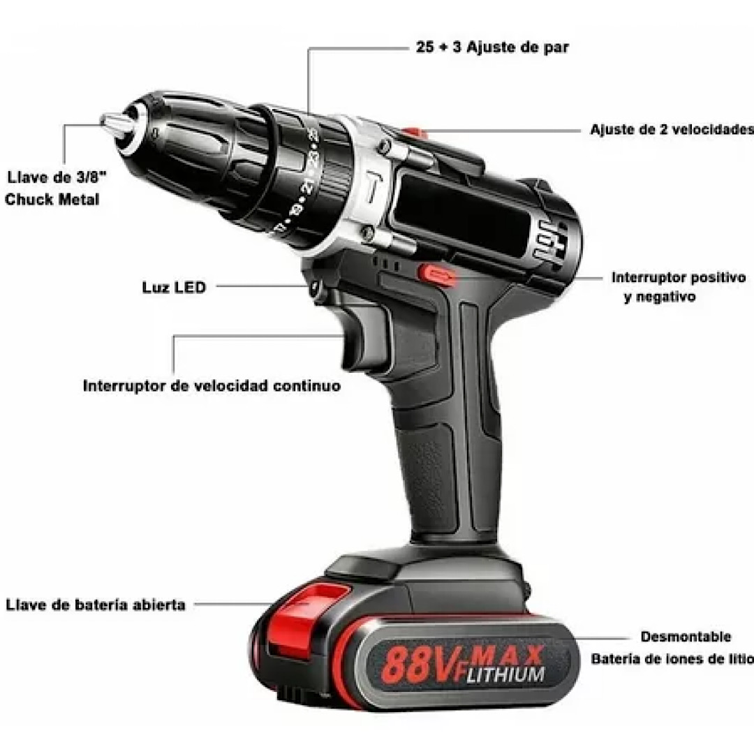 Taladro Atornillador Eléctrico Inalámbrico De Alto Impacto