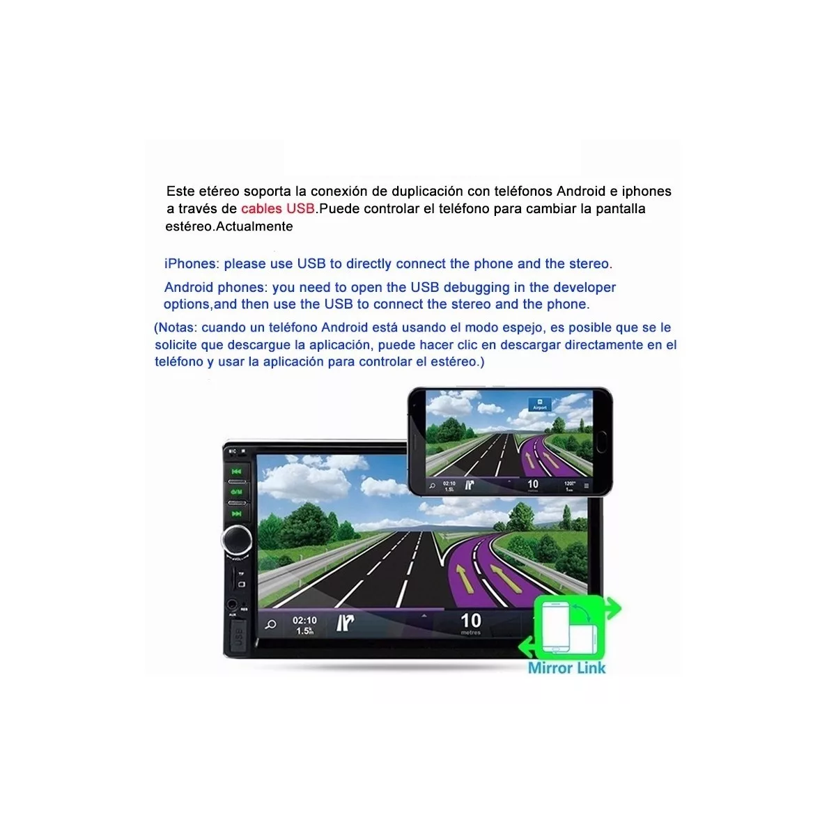 Espejo Enlace Bt Car Stereo 7 Pulgadas 7018b Hd Pantalla Táctil