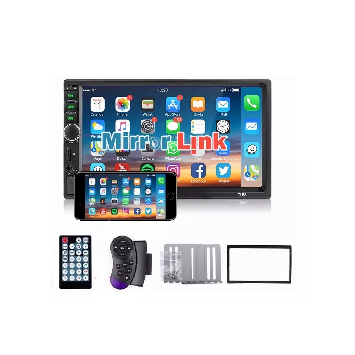 Espejo Enlace Bt Car Stereo 7 Pulgadas 7018b Hd Pantalla Táctil