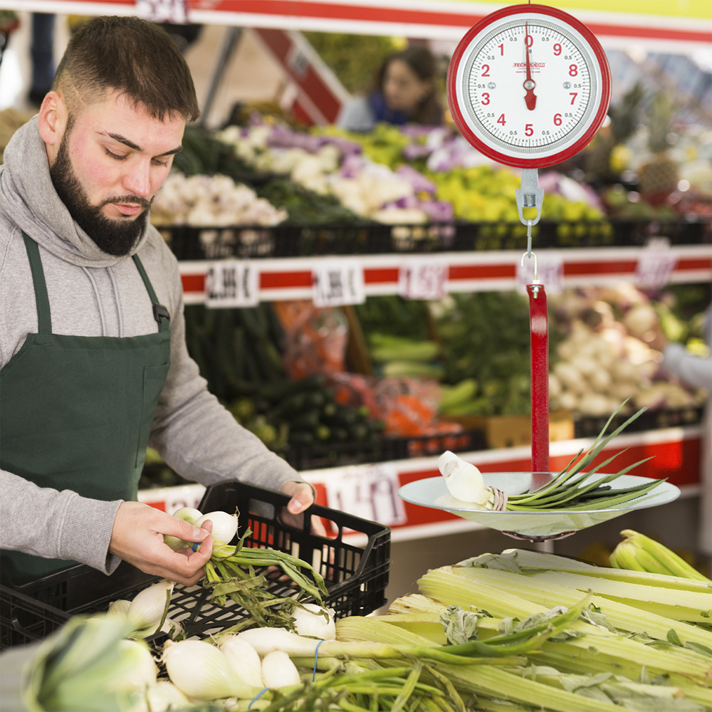 Báscula Colgante De Reloj 10kg Para Medición Fácil y Precisa De Peso Cucharon Plástico ABS grabado Alimenticio Charola De Aluminio-Hasta 10 Kg