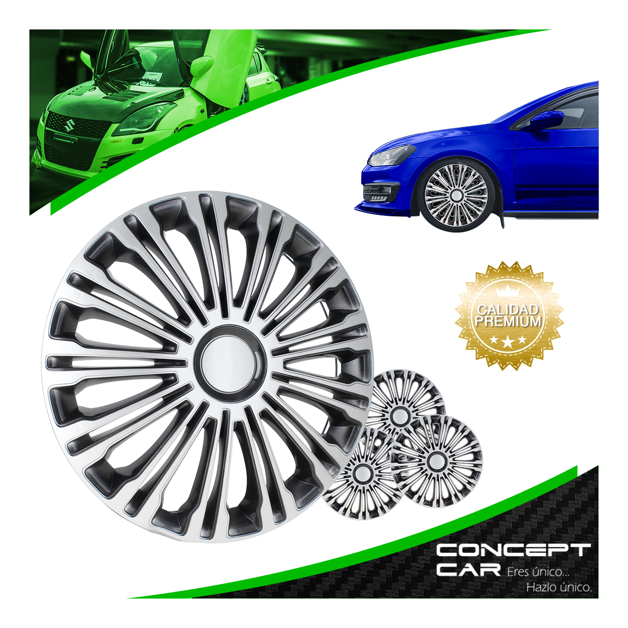 Juego 4 Tapones Rin Calidad Premium Universal Volant Rin 14