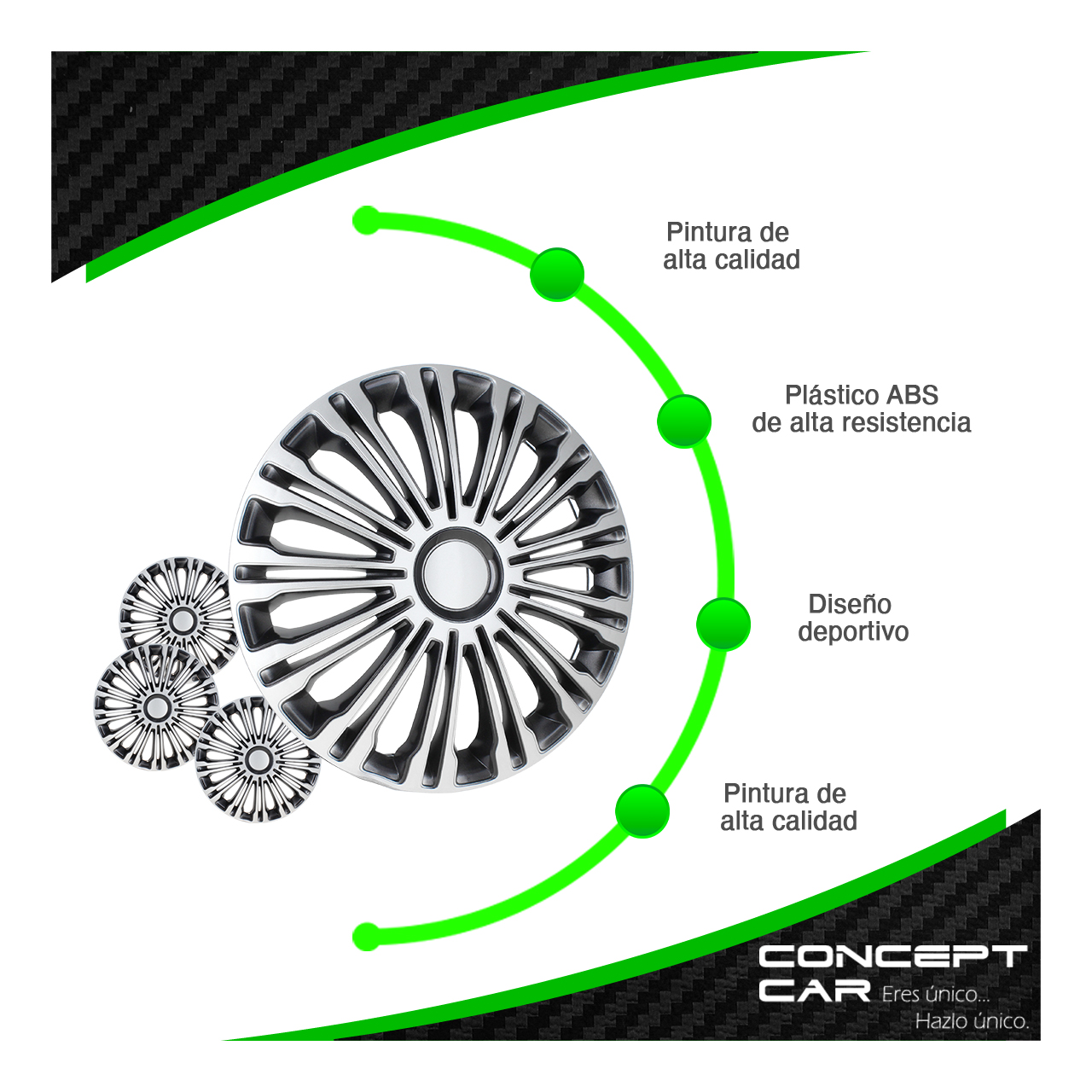 Juego 4 Tapones Rin Calidad Premium Universal Volant Rin 14