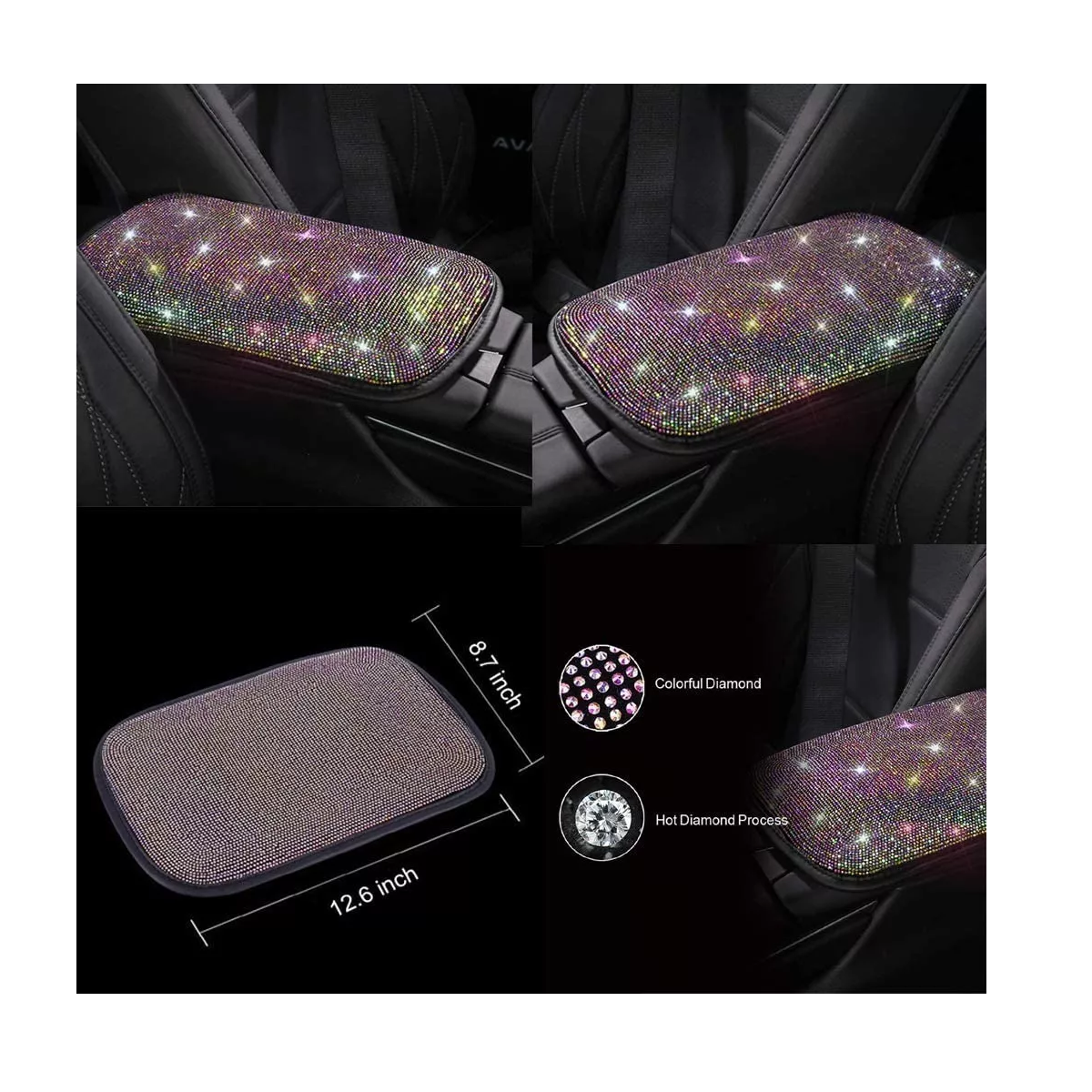 Kit Funda Volante Diamantes Decoración Para Carro D Dama 5pz