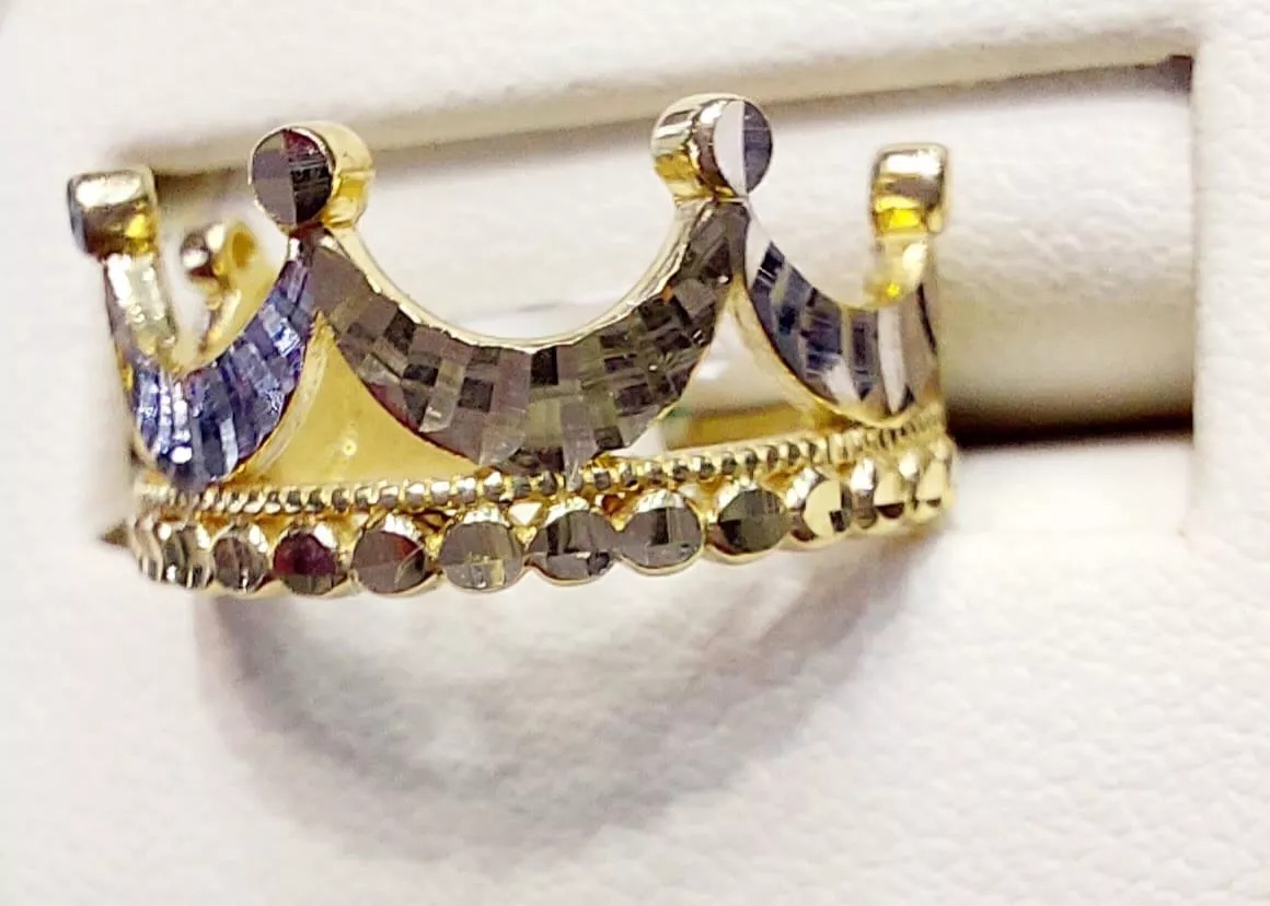 Anillo Corona Diamantada Oro 10K. + Obsequio