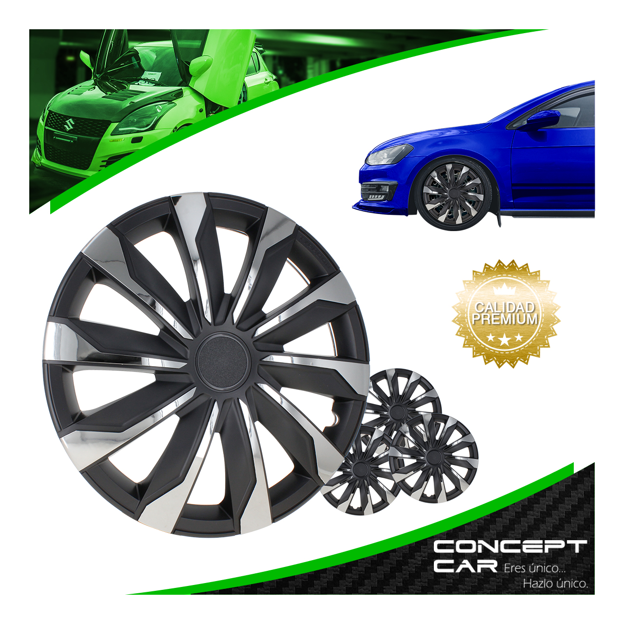 Juego 4 Tapones Rin Calidad Premium Cromo Typhoon Rin 15