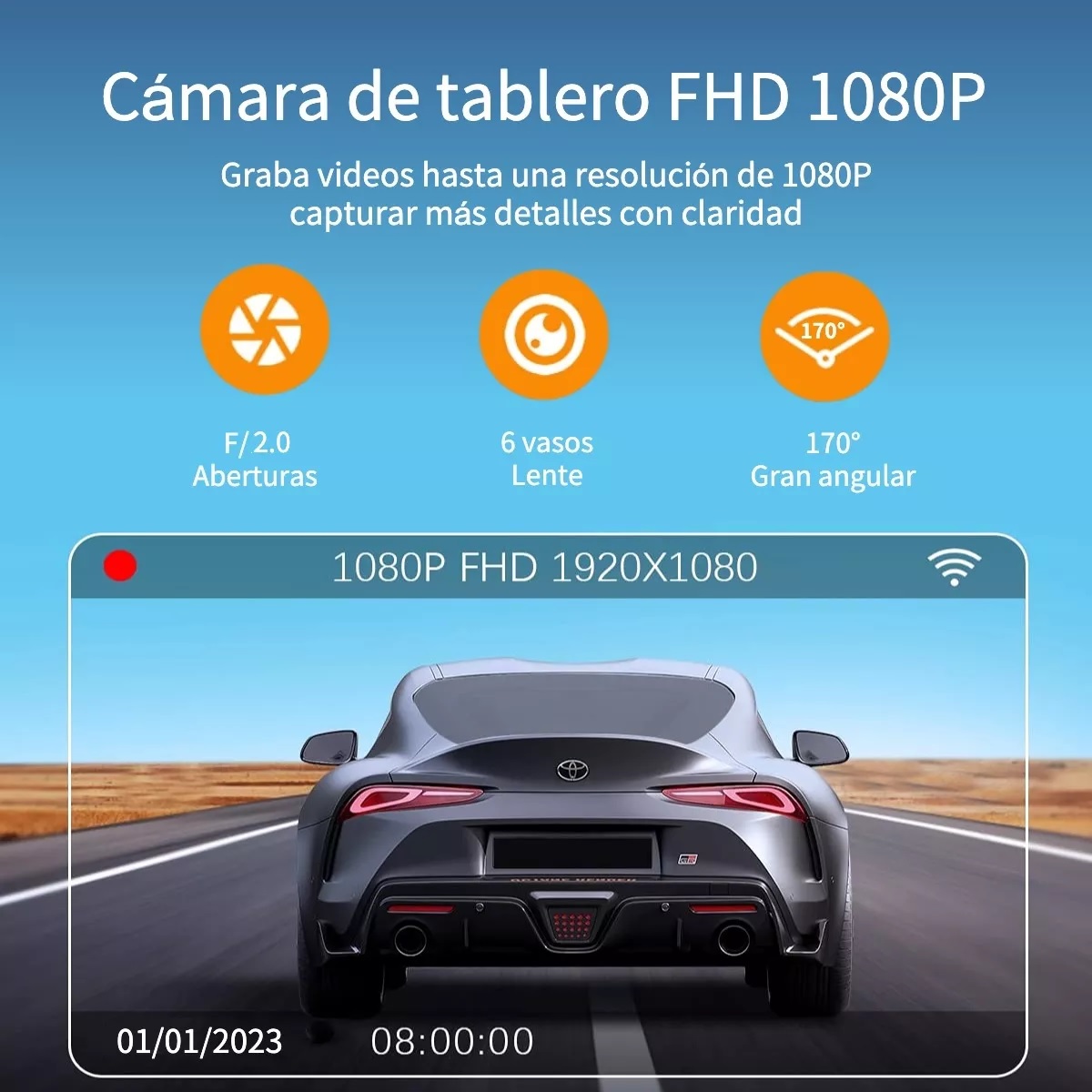 Cámara Para Automovil Accesorio Dashcamera Hd1080p 3pantalla