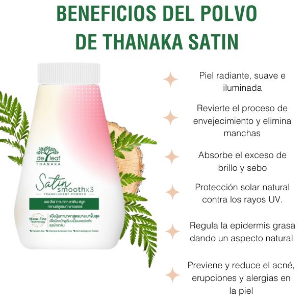 Talco de Thanaka | Polvo Traslucido Satin x3. Blanquea y borra las manchas. Antienvejecimiento.