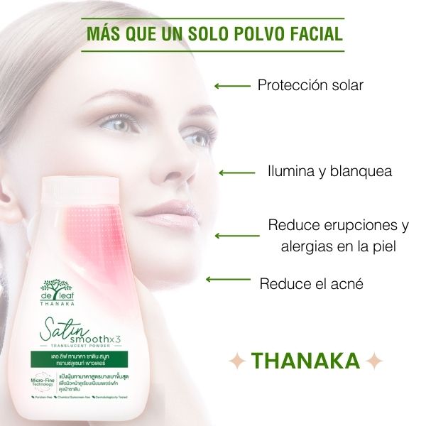 Talco de Thanaka | Polvo Traslucido Satin x3. Blanquea y borra las manchas. Antienvejecimiento.