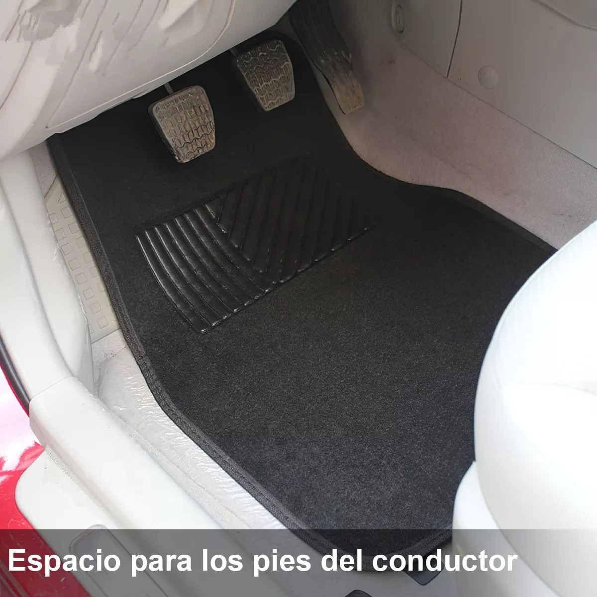 Tapete Automotriz Flocado Pvc Universal Antideslizante 4 Pzs