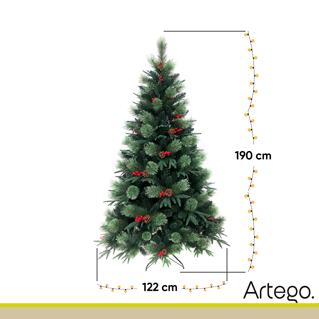 Árbol de Navidad Fraser Fir densidad premium 3 tipos de rama incluye maleta 190cm Artego
