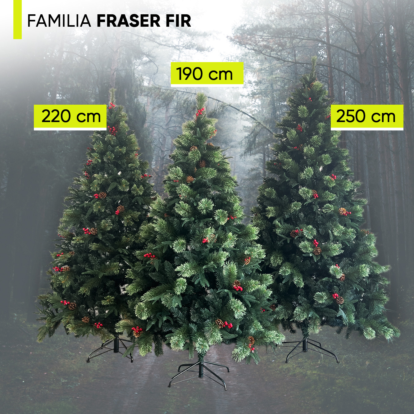 Árbol de Navidad Fraser Fir densidad premium 3 tipos de rama incluye maleta 190cm Artego