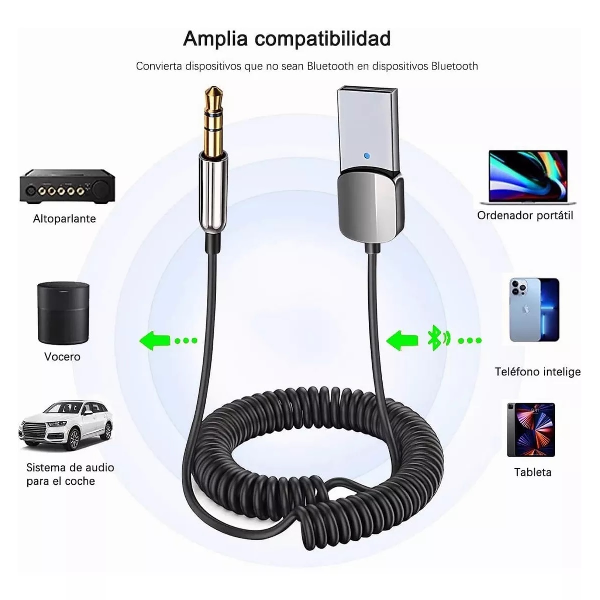 Receptor Auxiliar Bluetooth 5.1 Para Aux Coche Manos Libres