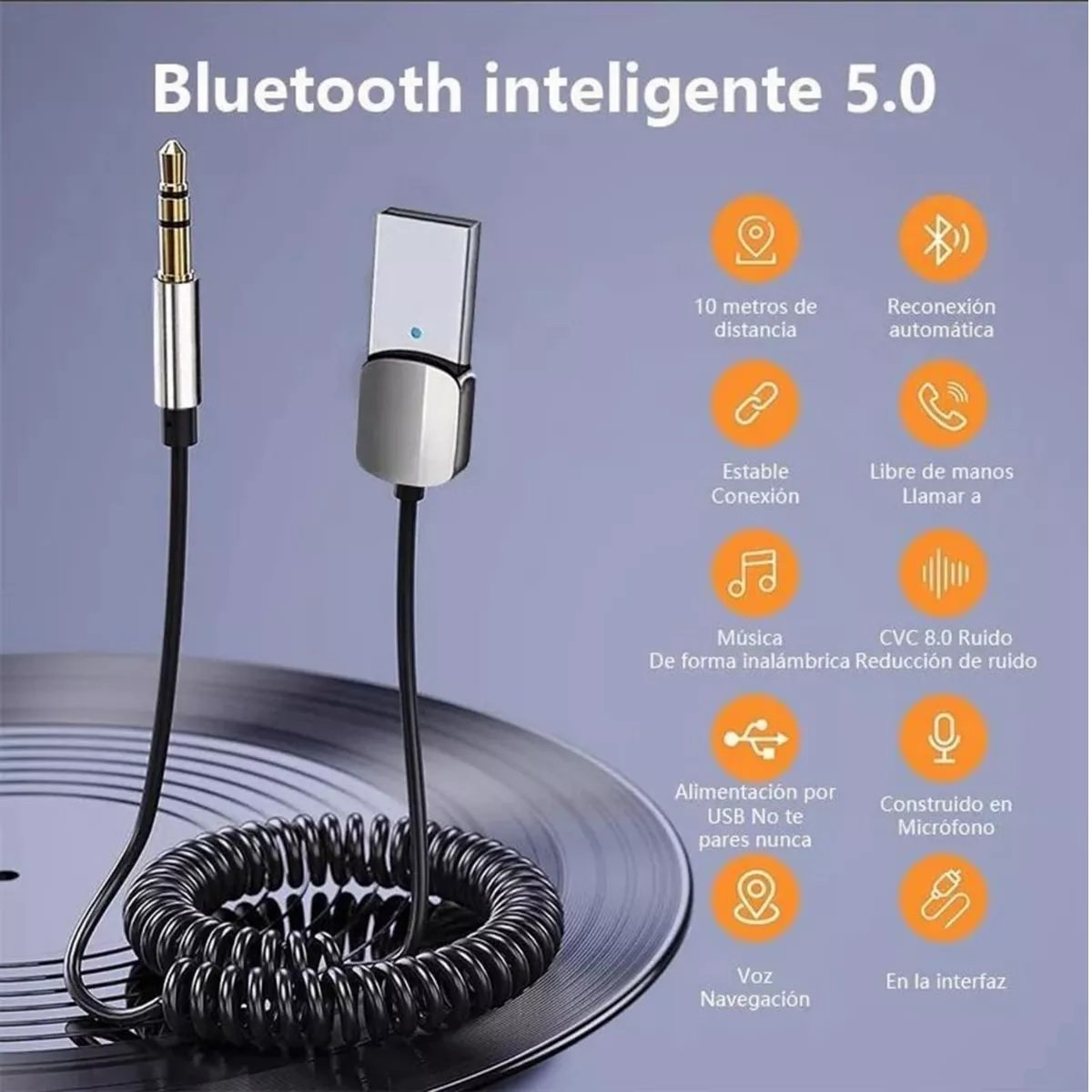 Receptor Bluetooth 5.0 de audio inalámbrico AUX para coche, por