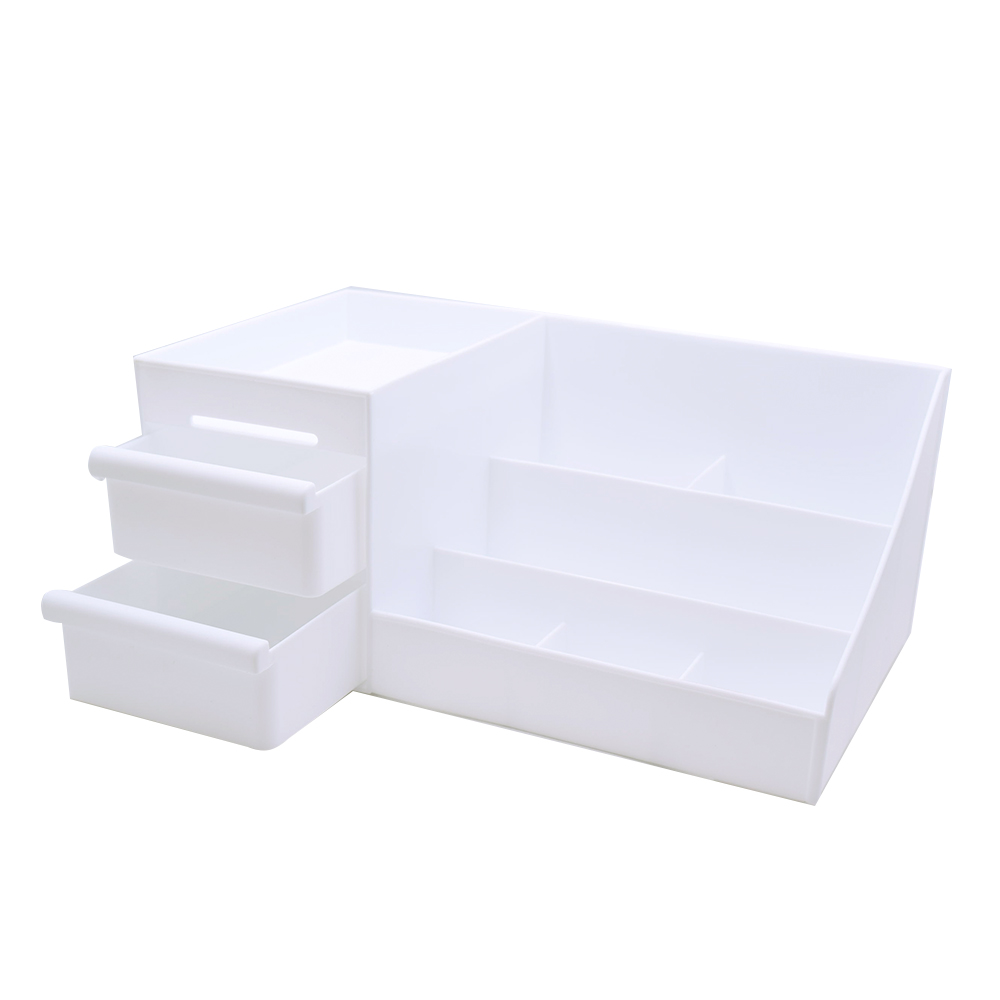 Organizador Maquillaje Blanco 2 Cajones Belleza Tocador Plastico