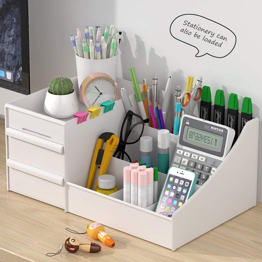 Organizador Maquillaje Blanco 2 Cajones Belleza Tocador Plastico