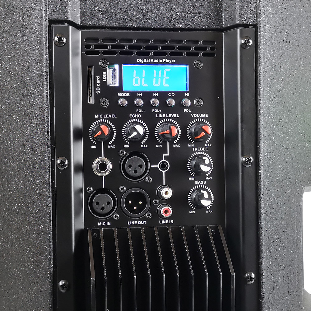 Bafle Amplificado de 15 Pulgadas con 150 Watts de Potencia Musical de Gran Calidad Entrada USB Lector SD MiniPlug y Plug RCA Master AVZ-02