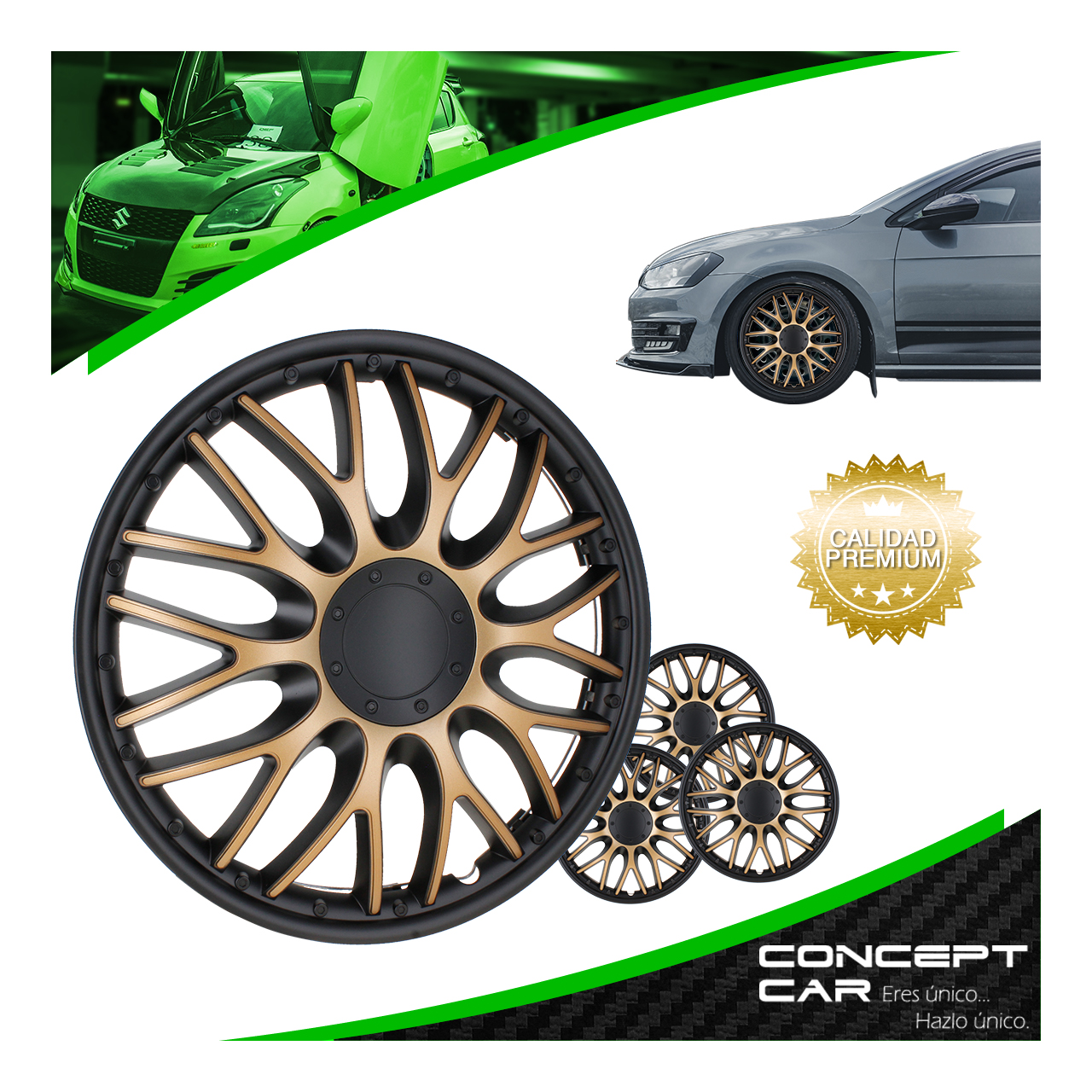 Juego 4 Tapones Rin Calidad Premium Orden Dorado Rin 15