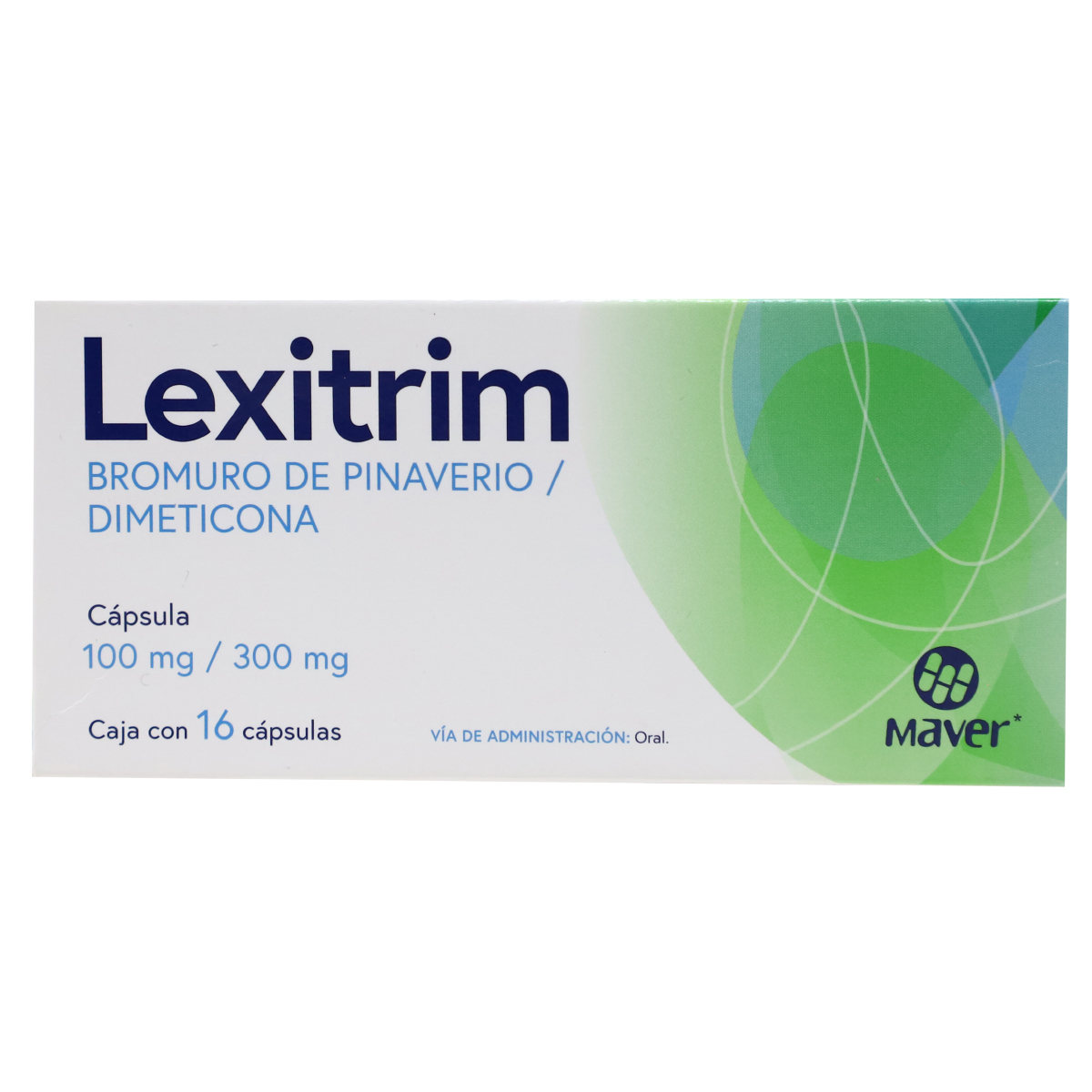 LEXITRIM, BROMURO DE PINAVERIO / DIMETICONA, 16 CAPSULAS 100 MG / 300 MG, MAVER