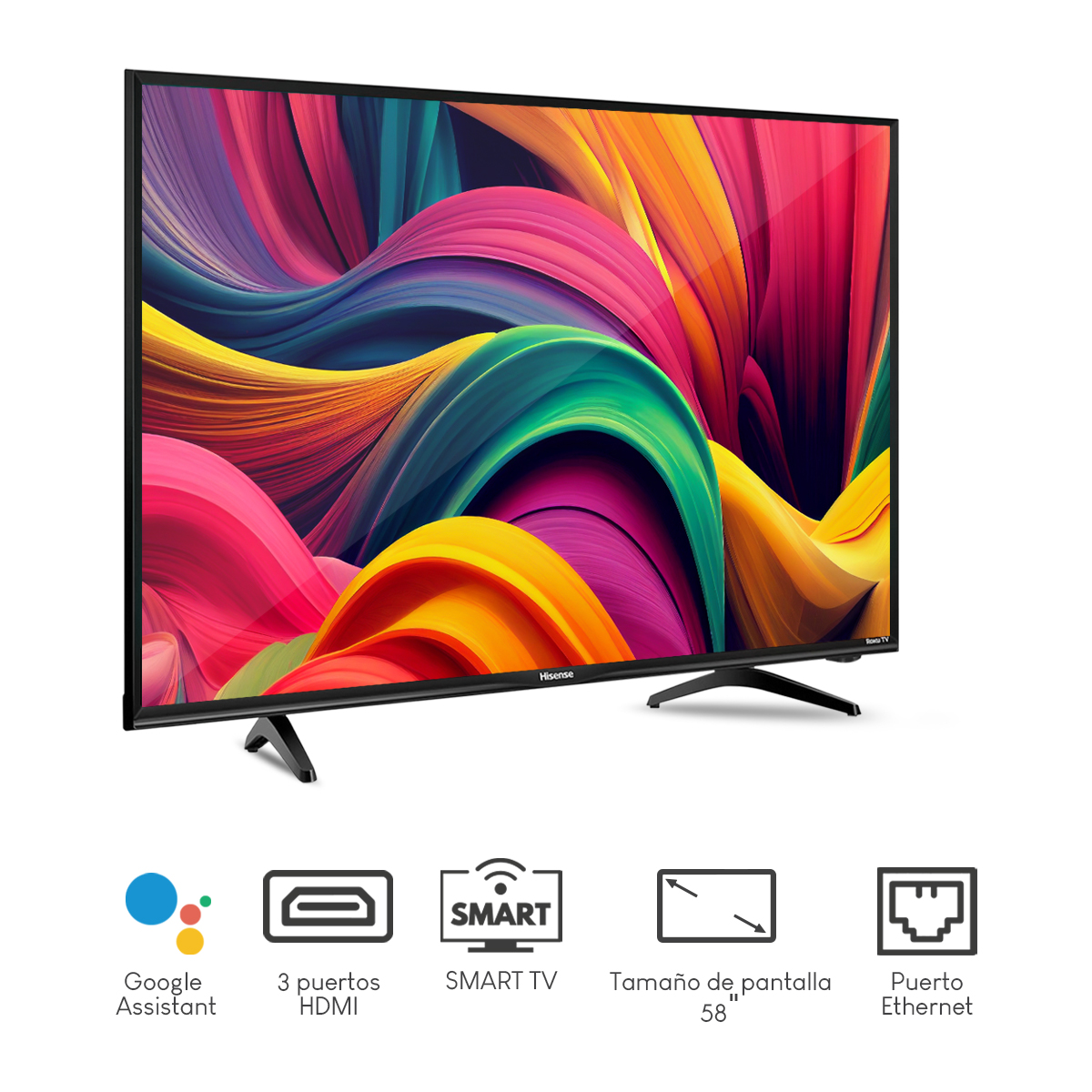 Pantalla Hisense 58Pulg 4K Smart TV Roku 58R6E3