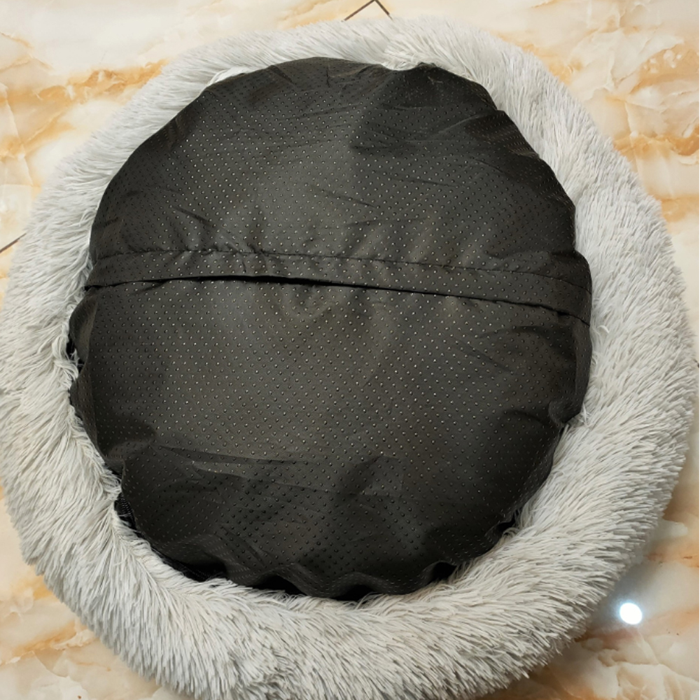 Camas Para Perros Grande De Felpa Diseño Peludo Color Gris