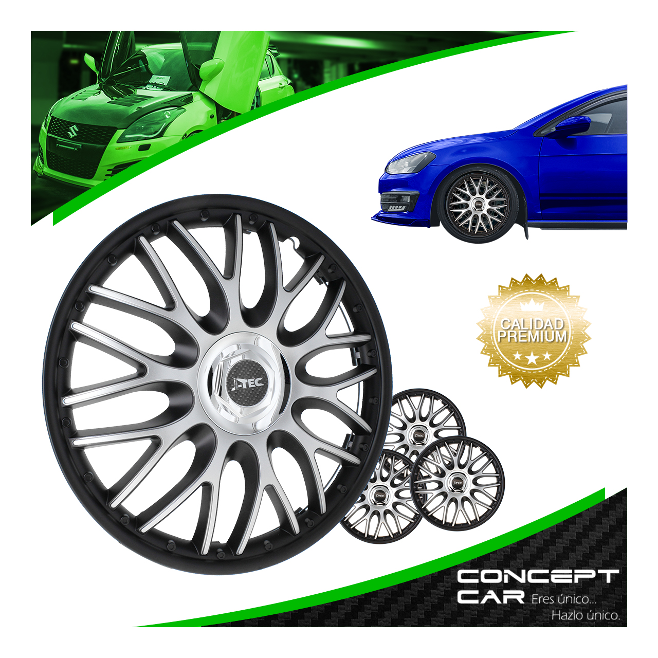 Juego 4 Tapones Rin Calidad Premium Orden Plata Rin 16