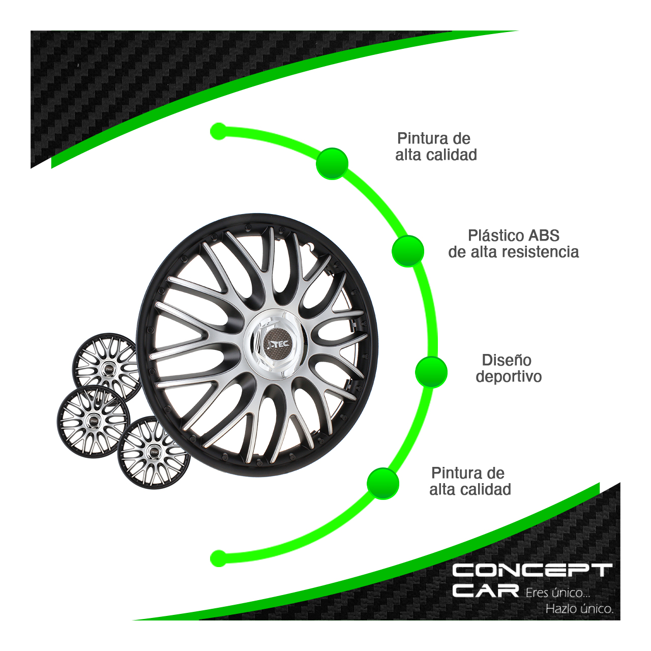 Juego 4 Tapones Rin Calidad Premium Orden Plata Rin 16