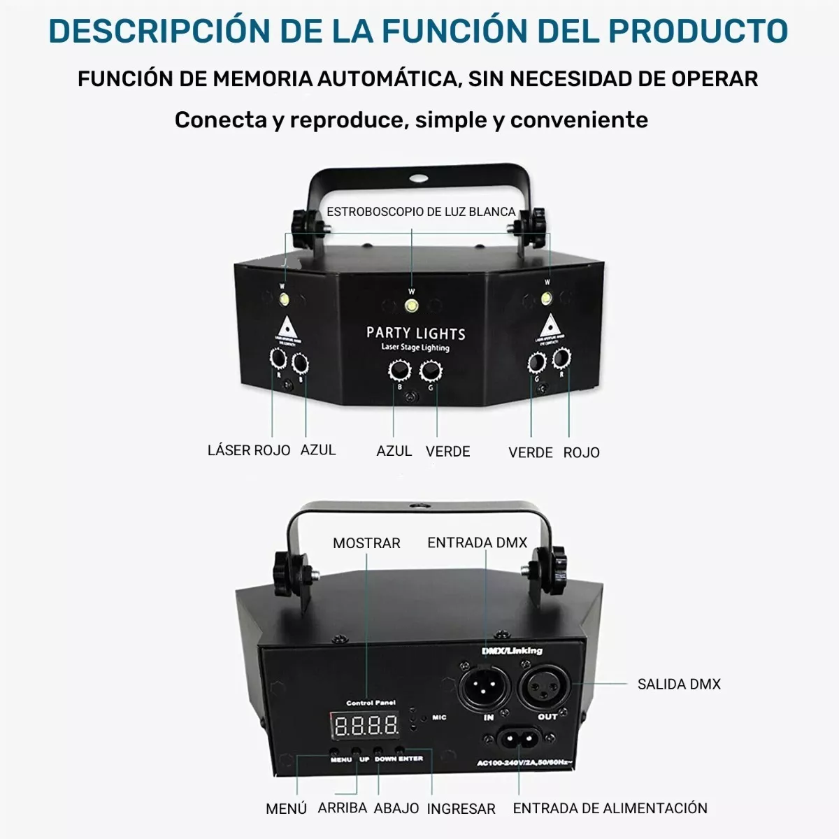 Luces Rgb Proyector Láser Disco Dj Estroboscópico Escenario