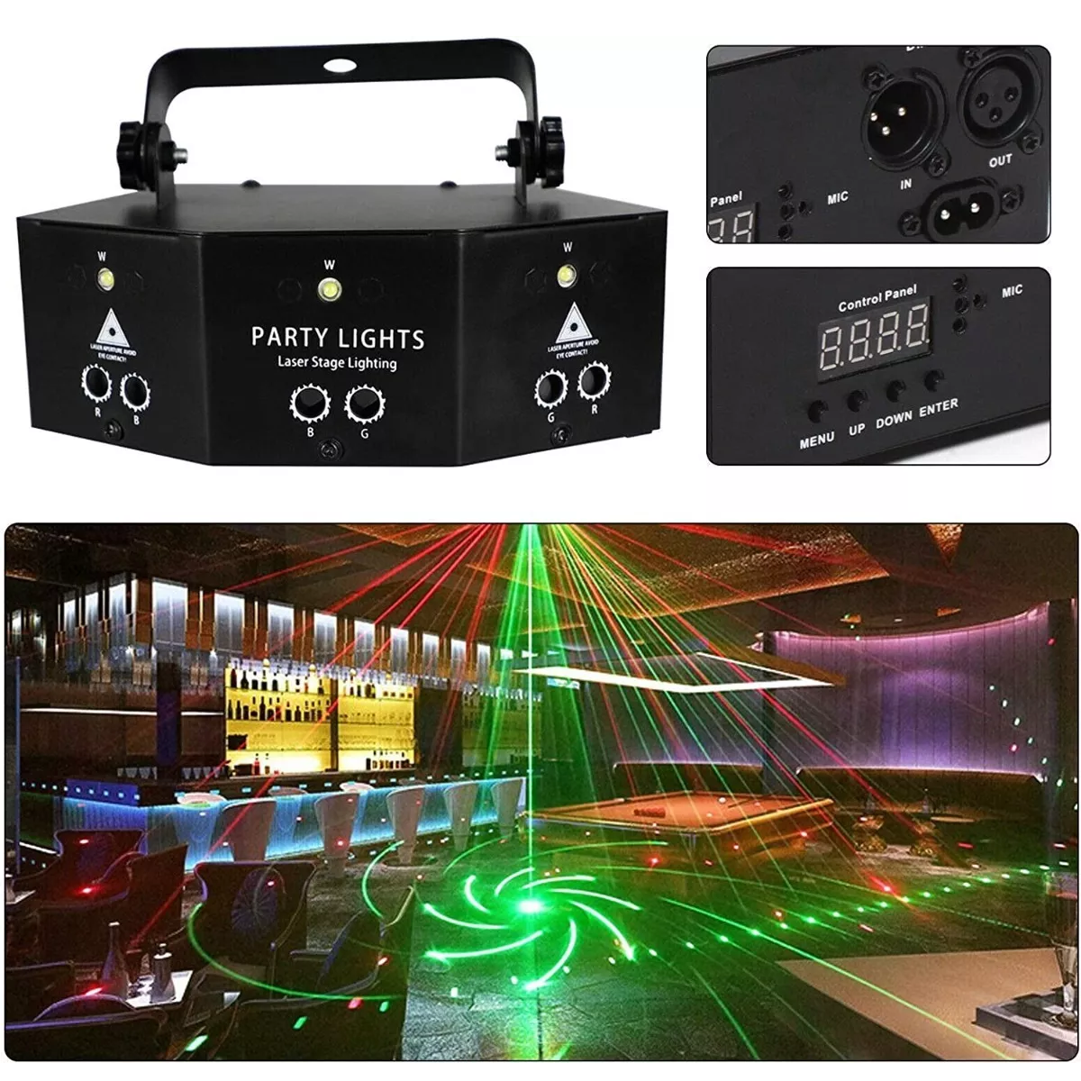 Luces Rgb Proyector Láser Disco Dj Estroboscópico Escenario