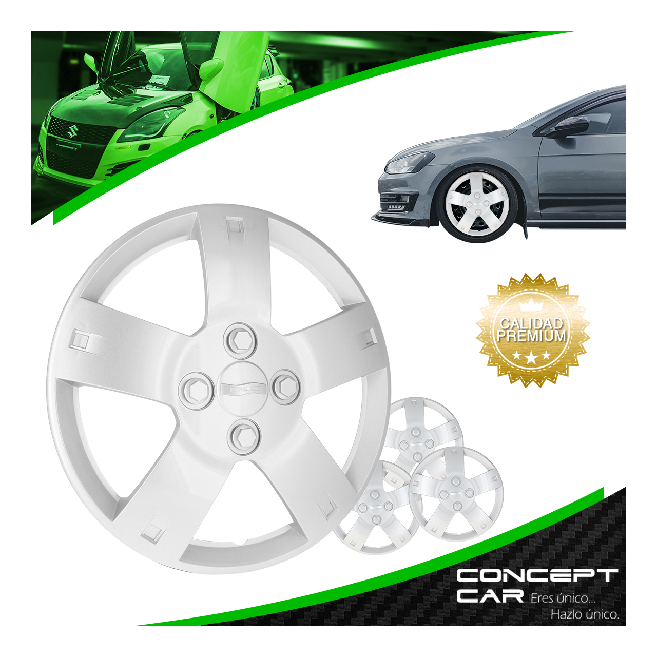 Juego 4 Tapones Rin Aveo 14 Pulgadas Universal 4 Birlo Gris