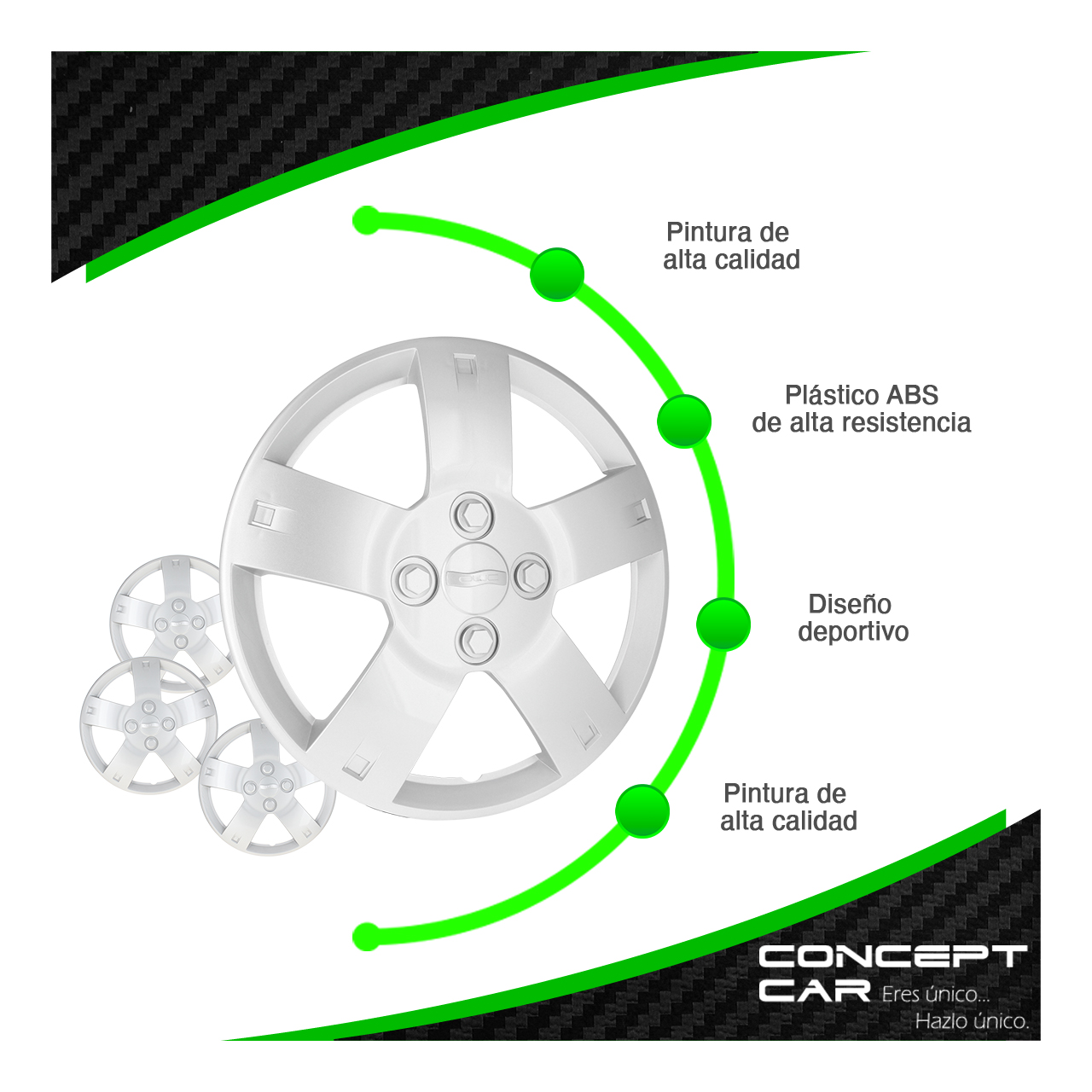 Juego 4 Tapones Rin Aveo 14 Pulgadas Universal 4 Birlo Gris