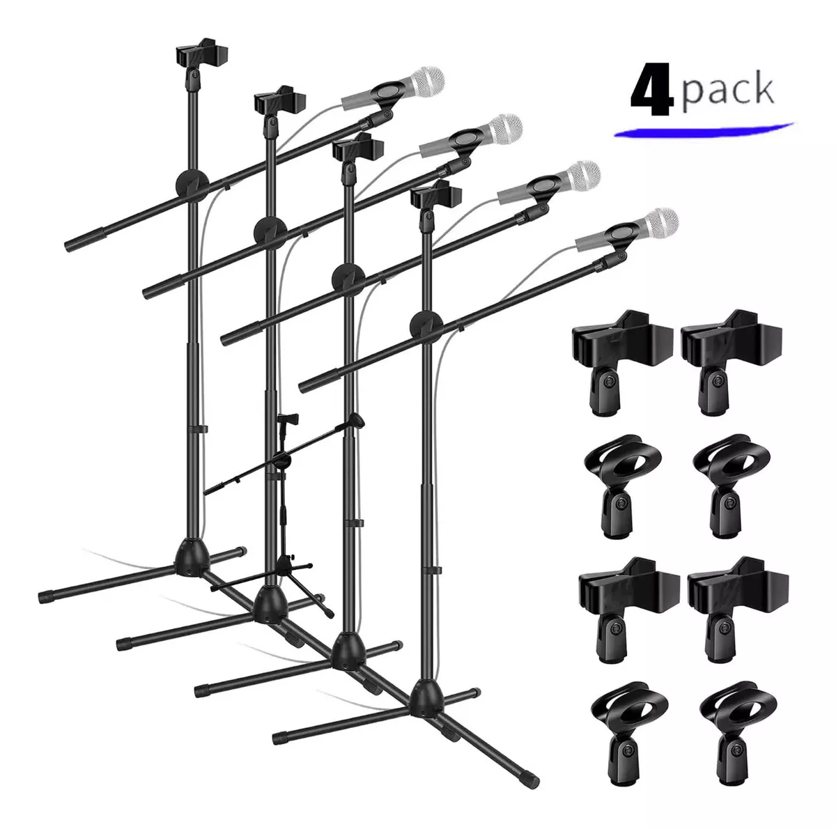 Set 4x Pedestal Soporte De Micrófono Stand Kit Para 8 Micrófono