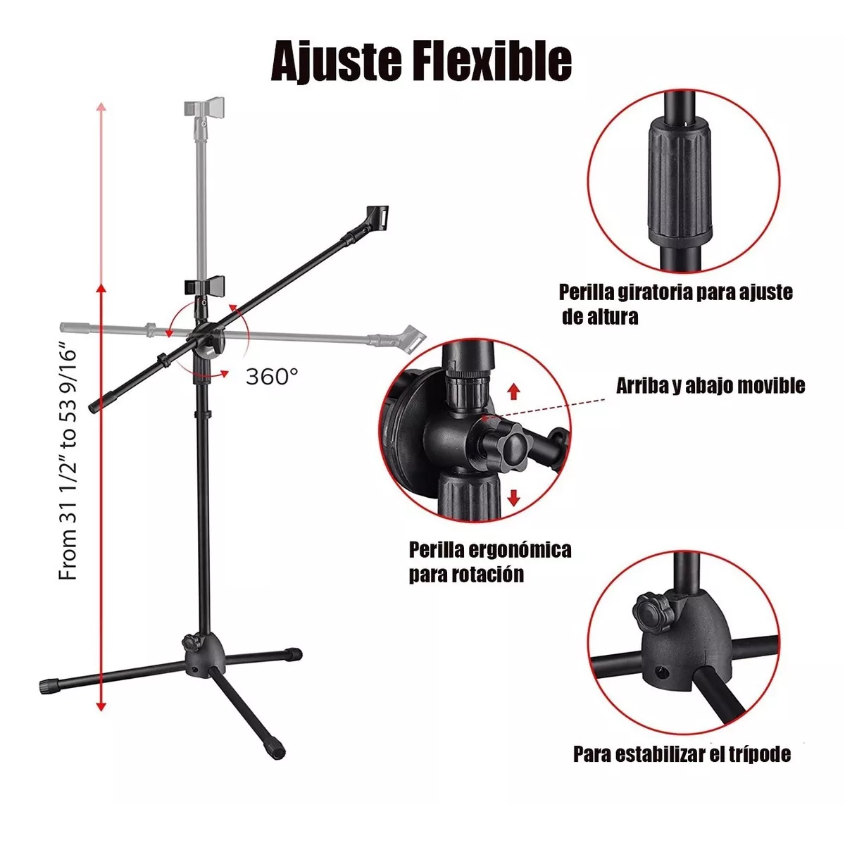Set 4x Pedestal Soporte De Micrófono Stand Kit Para 8 Micrófono