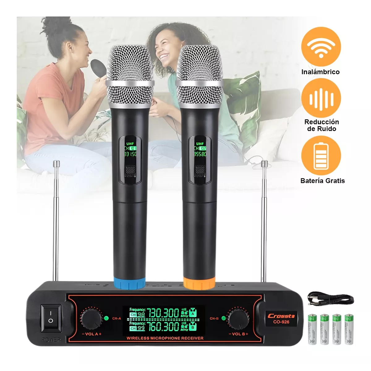 Set 2 Micrófonos Inalámbricos Uhf Handheld Profesional Sistema