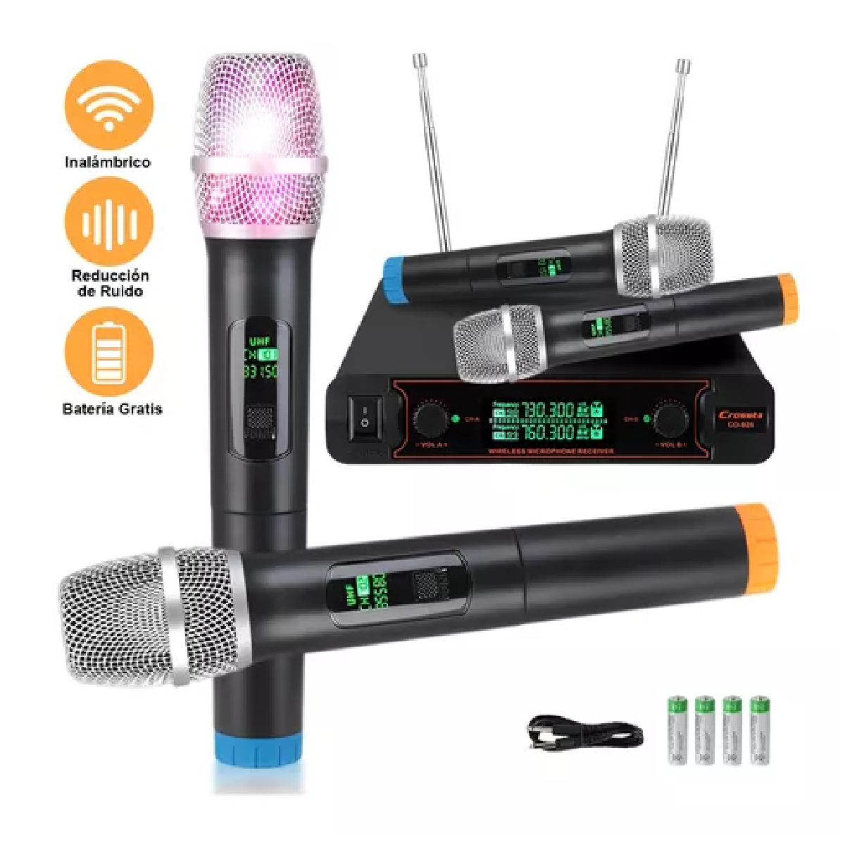 Set De Microfonos Inalambricos Para Karaoke Fiesta Equipo De Musica  Profecional