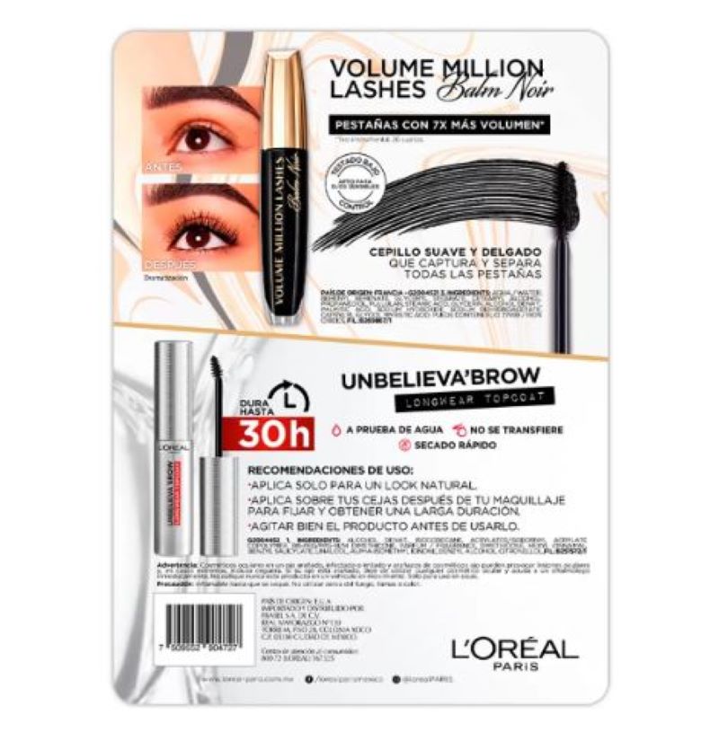 Mascara de Pestañas L'Oreal 680793 2 pzas Gel Fijador Cejas