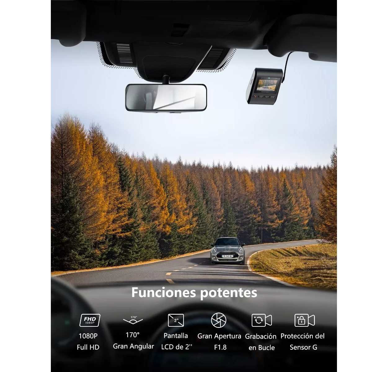Mini Dash Cámara Frontal 1080p Con Diseño Oculto 2 Lcd Wdr