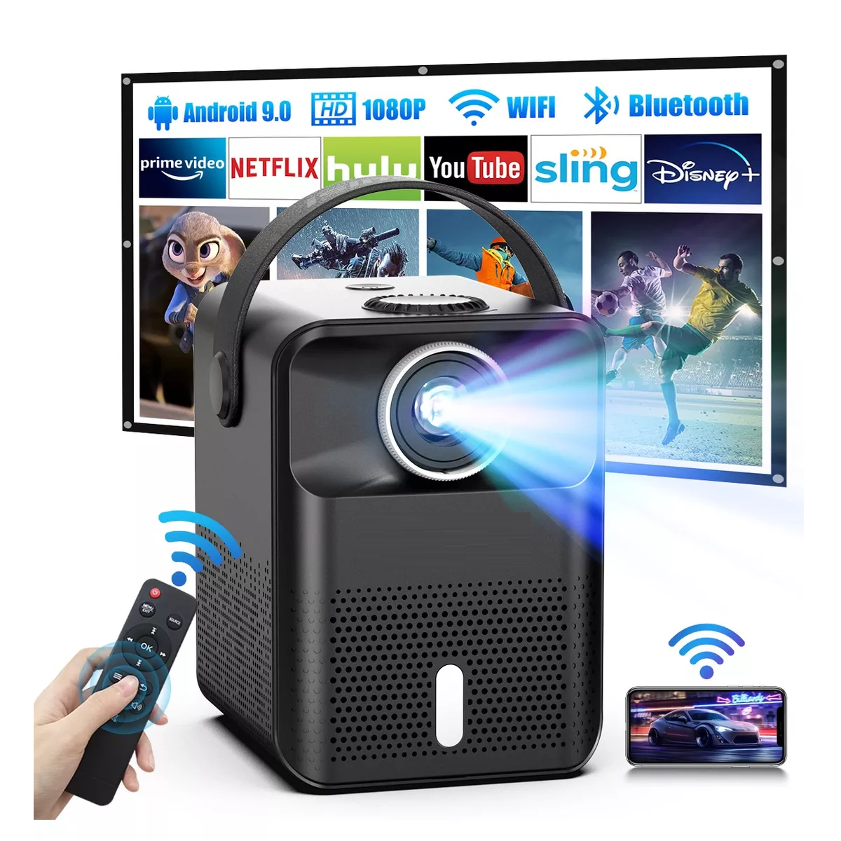 Proyector Wifi Para Celular Android, iPhone De 1080p 5000lm