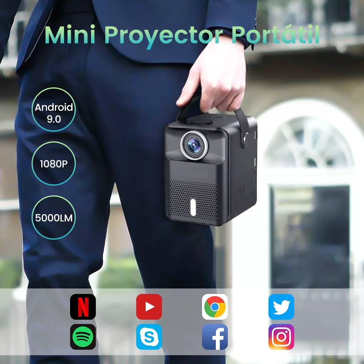 Proyector Wifi Para Celular Android, iPhone De 1080p 5000lm