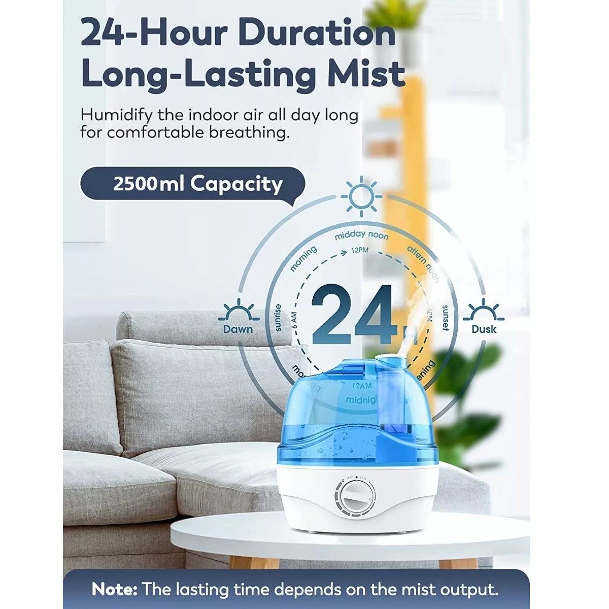 Humidificador Ultrasónica Bebé Niebla Fría Rotación360 2.5l