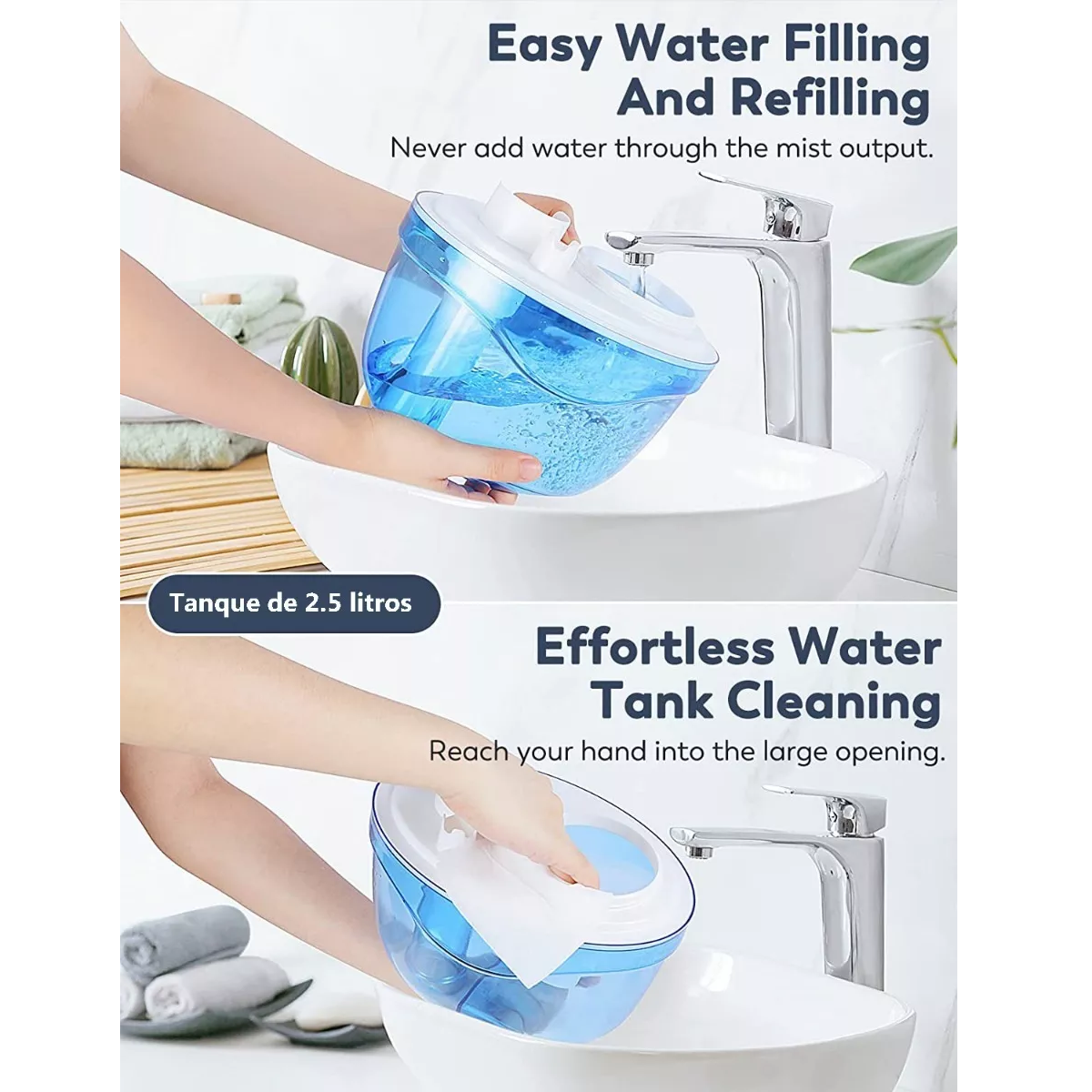 Humidificador Ultrasónica Bebé Niebla Fría Rotación360 2.5l