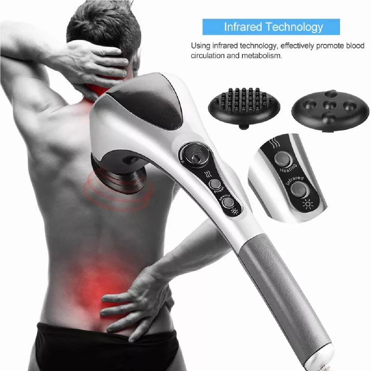 Masajeador Electrico Doble Cabeza Infrarojo Cuerpo Completo